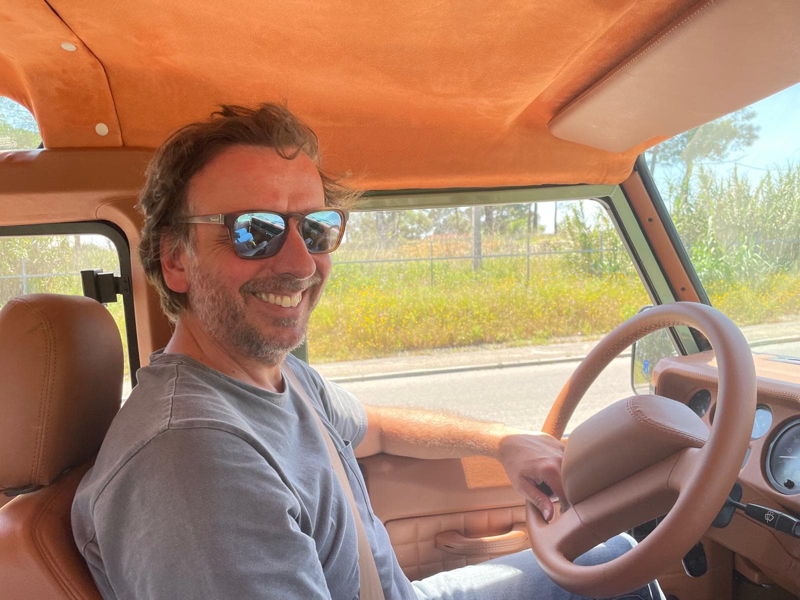 Rui at the wheel of the Land Rover Defender Heritage